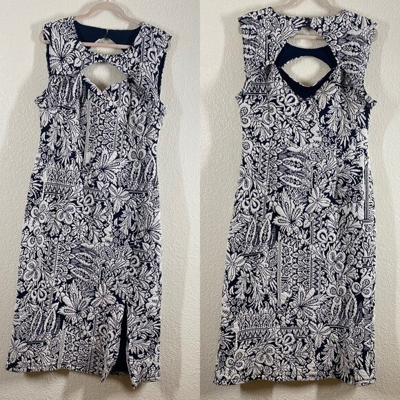 Anthropologie Women's Size Large Jacquard Cut-Out Midi Dress - Picture 3 of 11